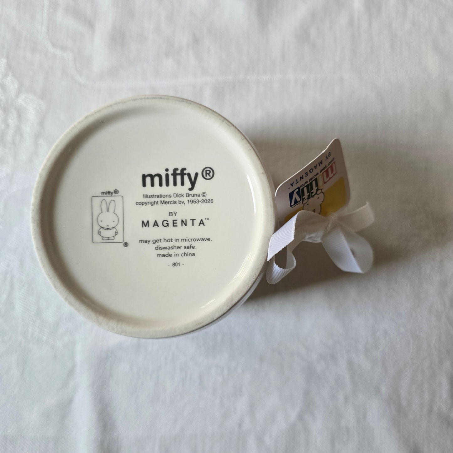 Miffy By Magenta Bunny & Teddy Bear Coffee Mug 18oz Ceramic Orange Interior Cup