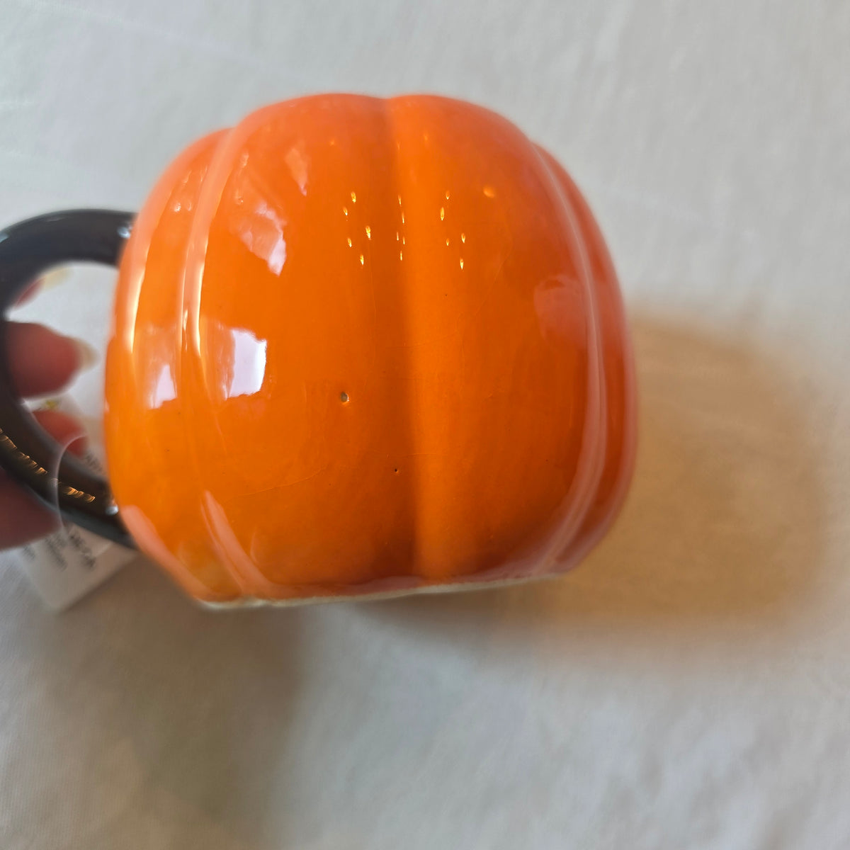 Thrifted Halloween Jack-o'-lantern Ceramic Coffee Mug, 16 oz, Orange/Black