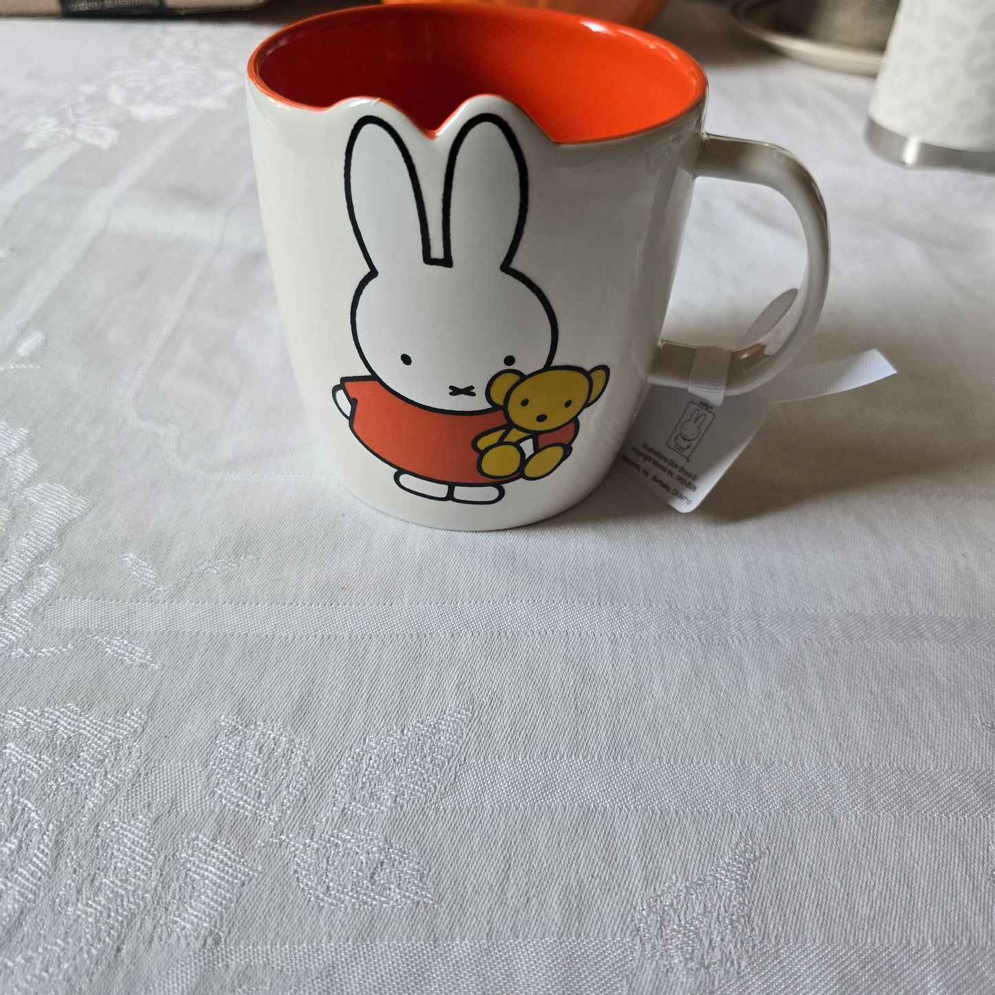 Miffy By Magenta Bunny & Teddy Bear Coffee Mug 18oz Ceramic Orange Interior Cup