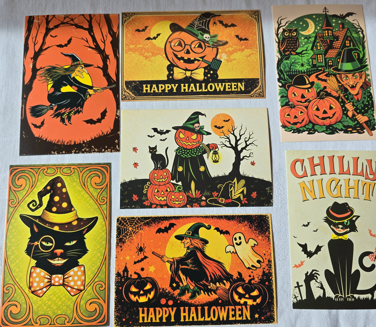 Set of 20 Vintage Style Halloween Postcards