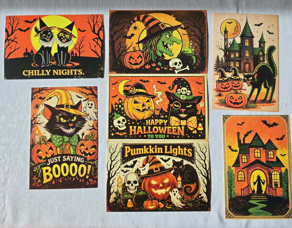 Set of 20 Vintage Style Halloween Postcards