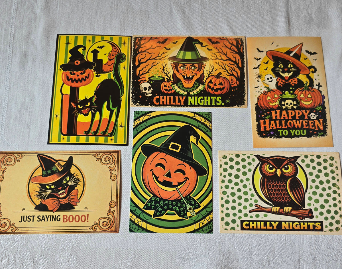 Set of 20 Vintage Style Halloween Postcards